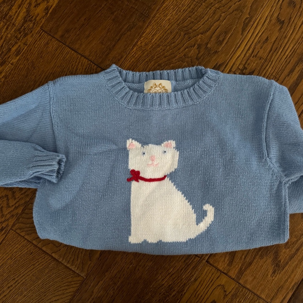 The Beaufort Bonnet Company Blue Sweater with White Cat
